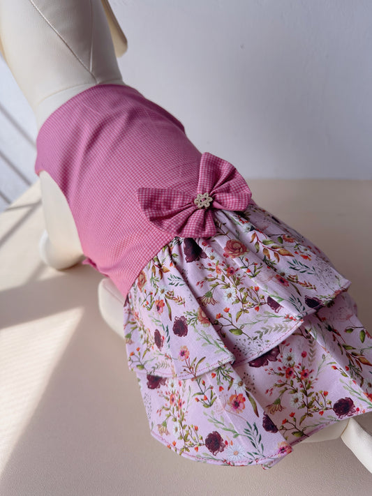 Fresh Floral Checkered Dress