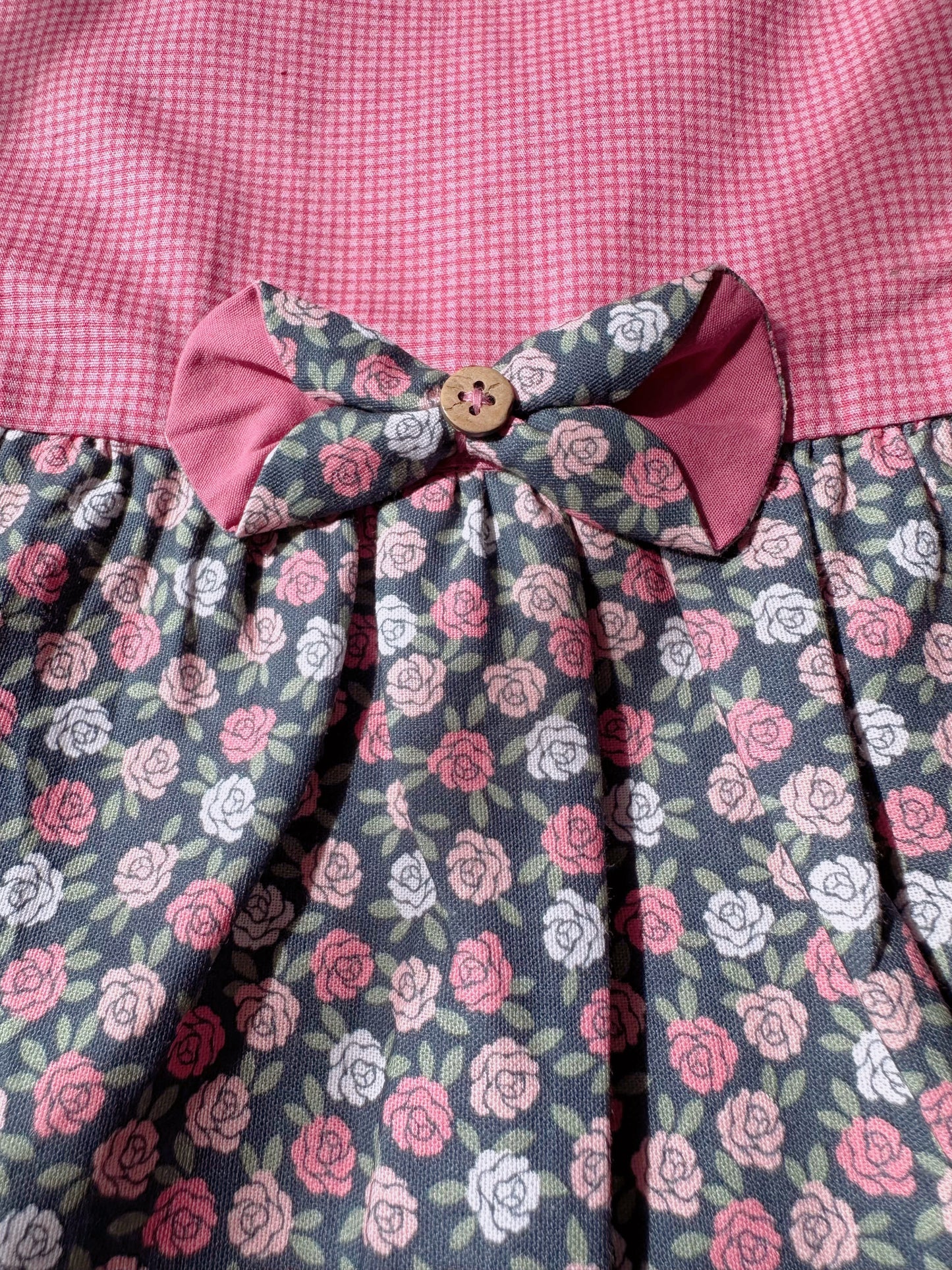 Pink Checkered Rose Dress
